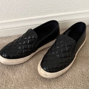 Time and Tru Black Quilted Loafers